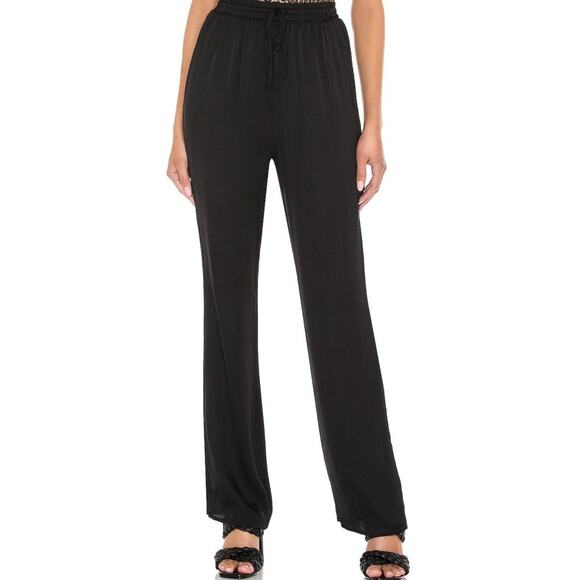 Lovers & Friends Dani Pants in Black Satin NWOT Size Small